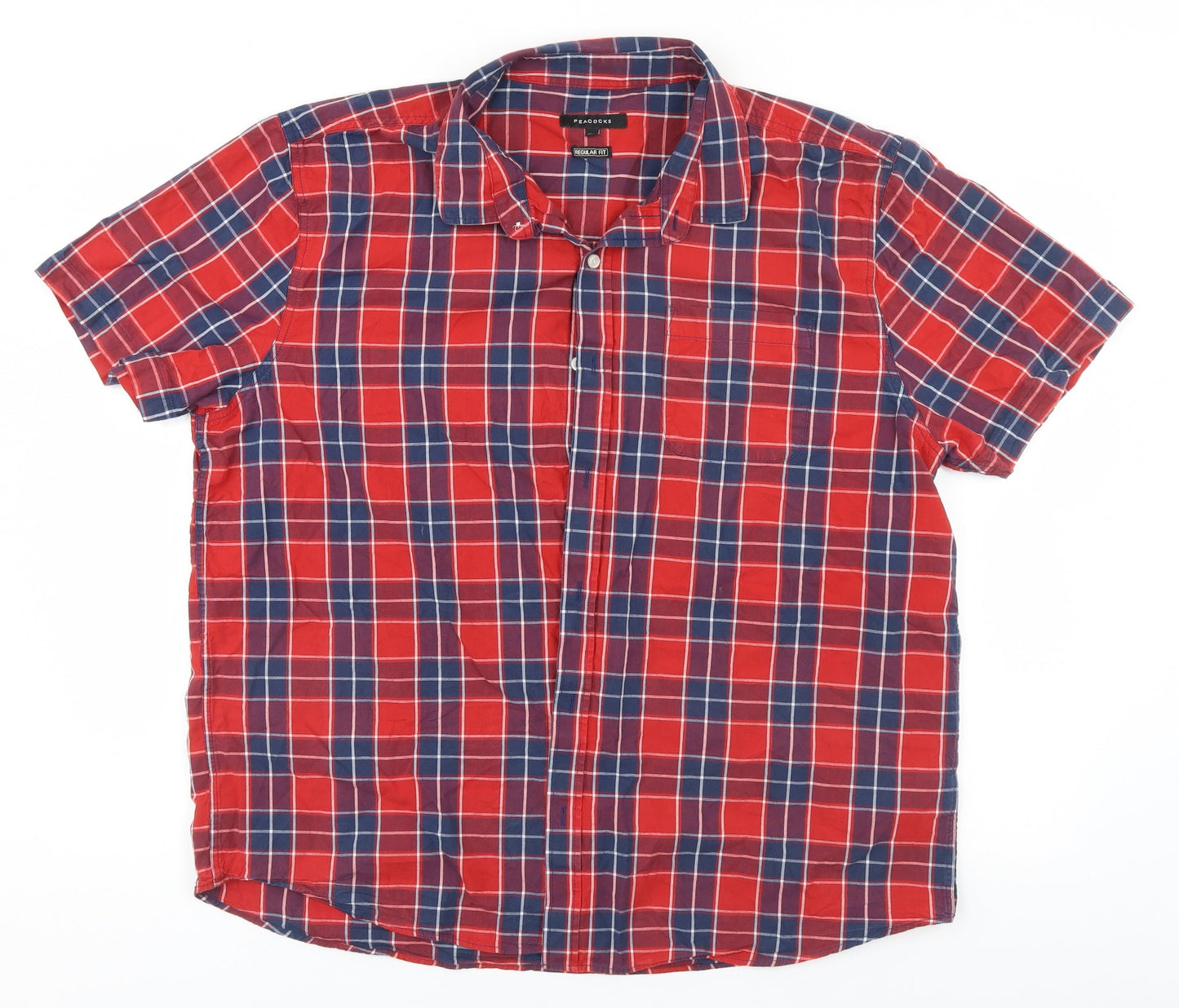 Mens UK Size 2XL Peacocks Red  Button-Up Short Sleeve Casual Shirt