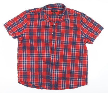 Mens UK Size 2XL Peacocks Red  Button-Up Short Sleeve Casual Shirt