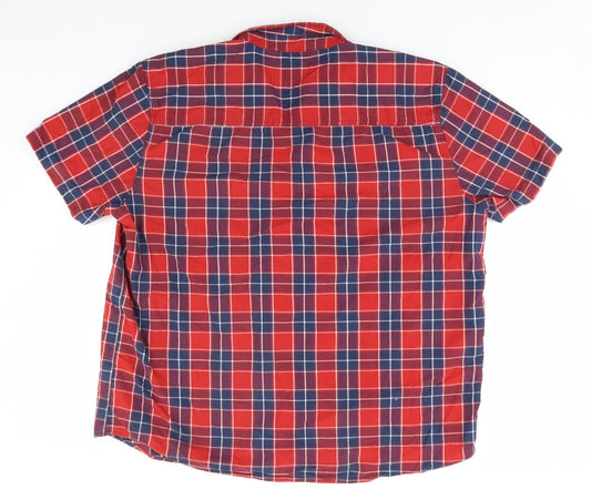 Mens UK Size 2XL Peacocks Red  Button-Up Short Sleeve Casual Shirt
