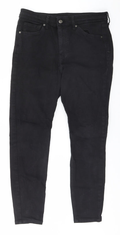 Topshop Womens Black  Cotton Straight Jeans Size 30 in L26 in Regular