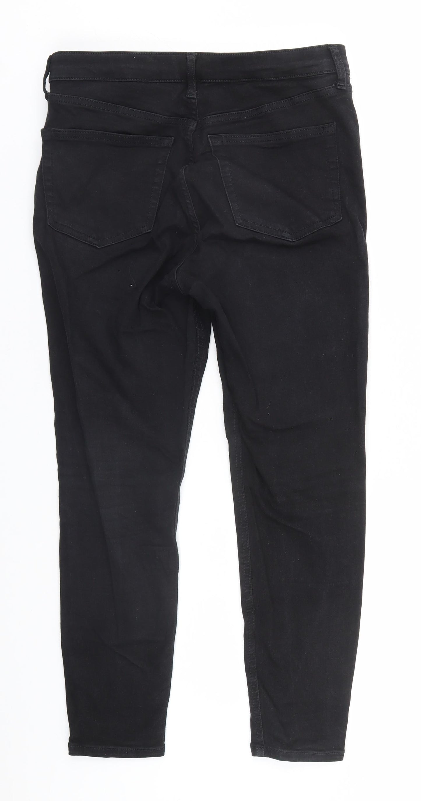 Topshop Womens Black  Cotton Straight Jeans Size 30 in L26 in Regular