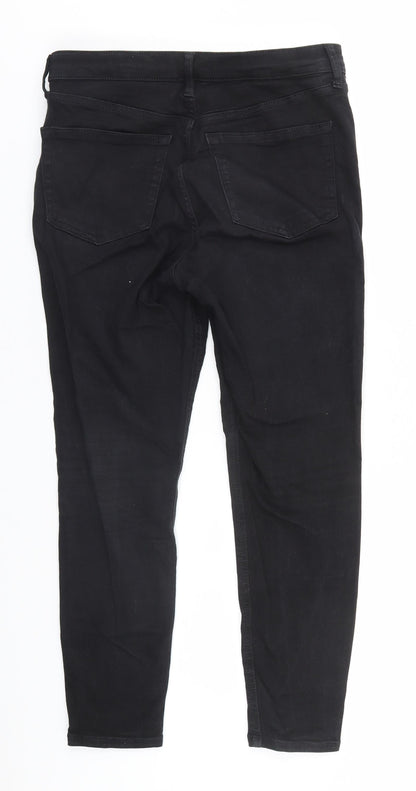 Topshop Womens Black  Cotton Straight Jeans Size 30 in L26 in Regular