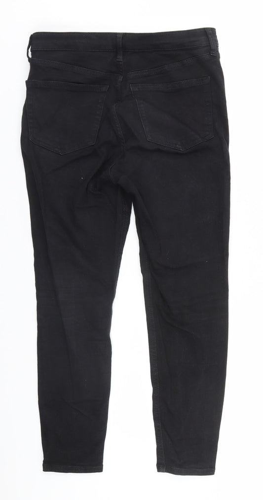 Topshop Womens Black  Cotton Straight Jeans Size 30 in L26 in Regular