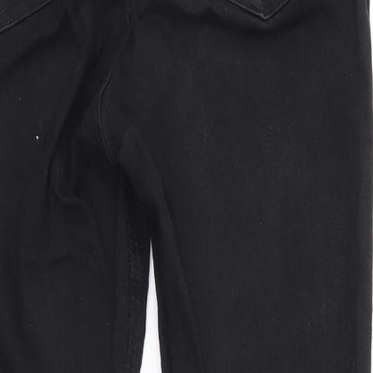 Topshop Womens Black  Cotton Straight Jeans Size 30 in L26 in Regular