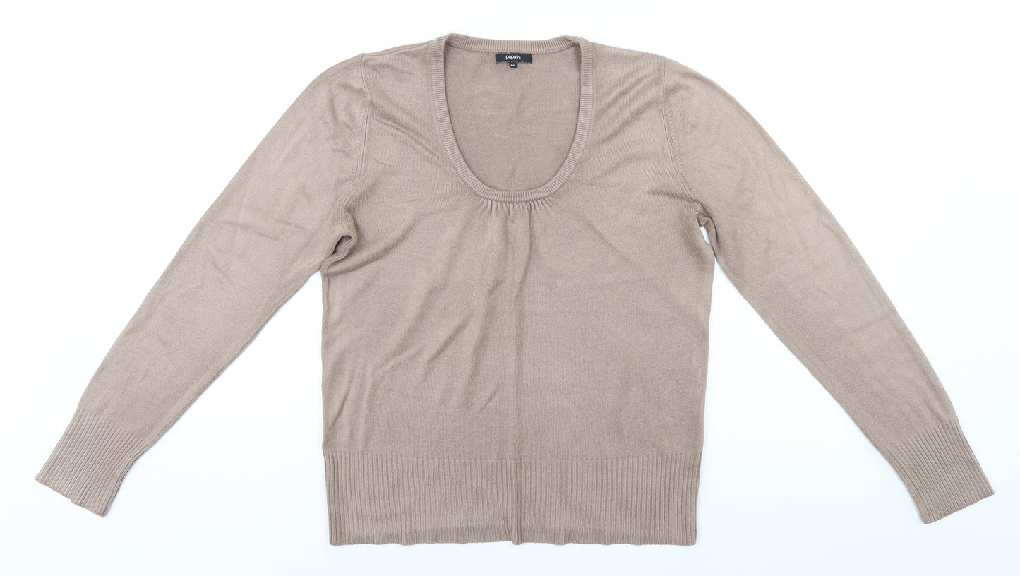 Womens UK Size 16 Papaya Beige Pullover Jumper