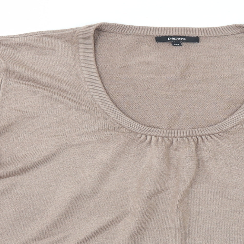 Womens UK Size 16 Papaya Beige Pullover Jumper