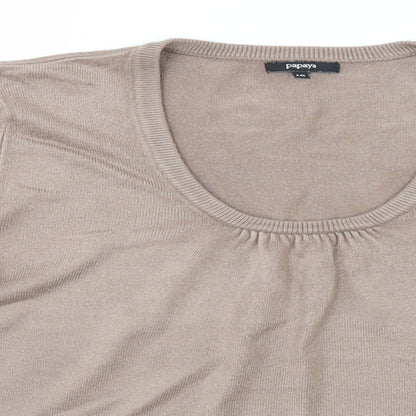 Womens UK Size 16 Papaya Beige Pullover Jumper