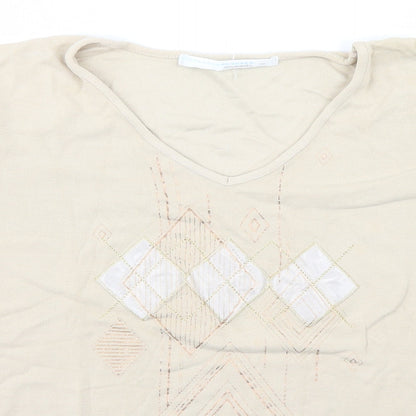 AMARANTO Womens Green  Viscose Basic T-Shirt Size 16 V-Neck