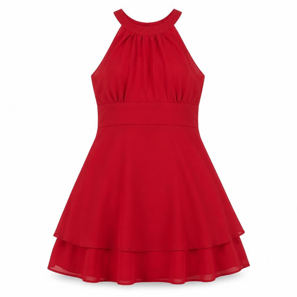 Preworn Womens Red  Polyester A-Line  Size L Round Neck