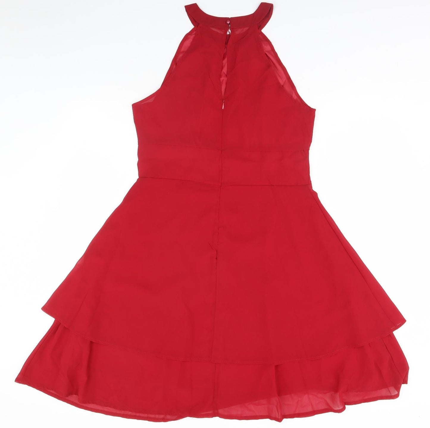 Preworn Womens Red  Polyester A-Line  Size L Round Neck