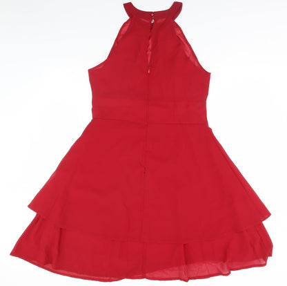 Preworn Womens Red  Polyester A-Line  Size L Round Neck