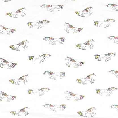 FOREVER 21 Womens White Round Neck Animal Print Cotton Pullover Jumper Size M   - Unicorns