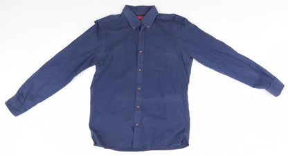 Mens UK Size  Preworn Blue  Button-Up Long Sleeve Casual Shirt