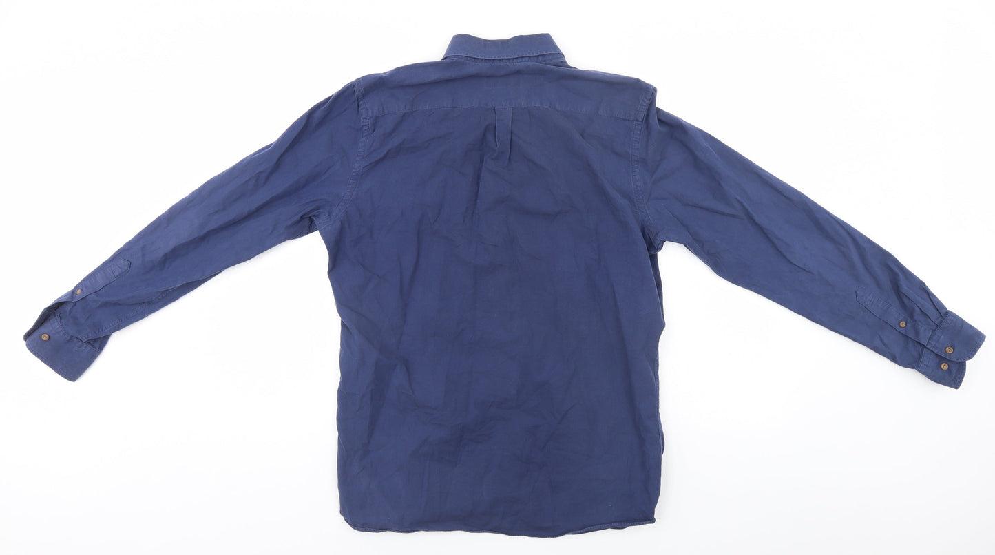 Mens UK Size  Preworn Blue  Button-Up Long Sleeve Casual Shirt