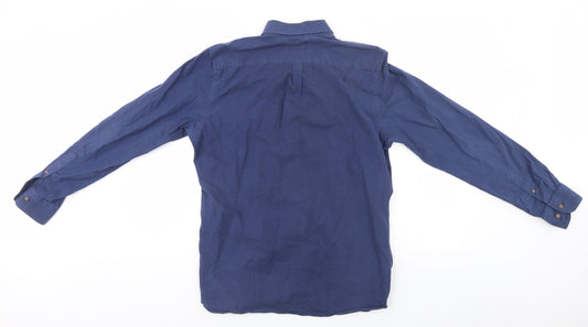 Mens UK Size  Preworn Blue  Button-Up Long Sleeve Casual Shirt