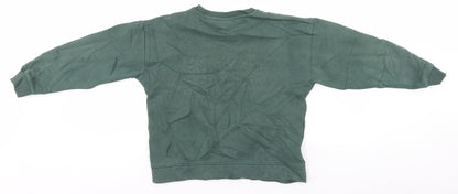 Zara Girls Green Round Neck  Cotton Pullover Jumper Size 11-12 Years