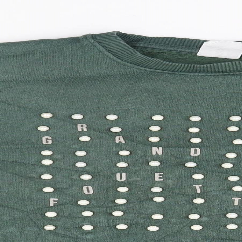 Zara Girls Green Round Neck  Cotton Pullover Jumper Size 11-12 Years