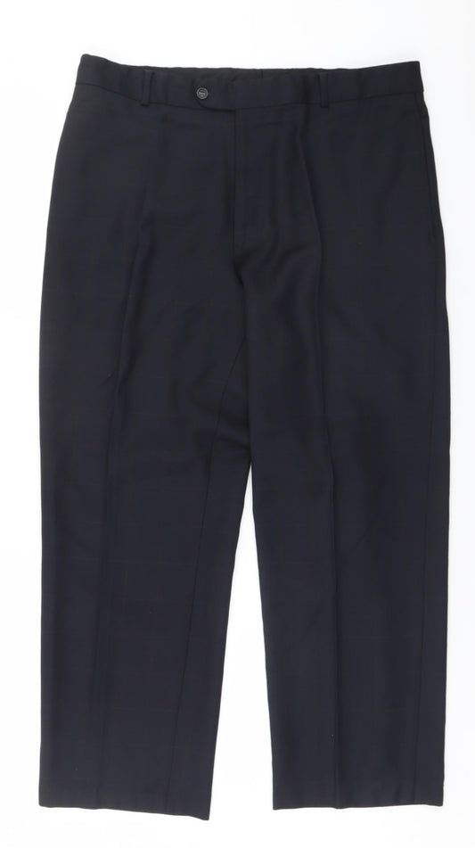 Armando Mens Blue Plaid Acetate Trousers   L26 in Regular