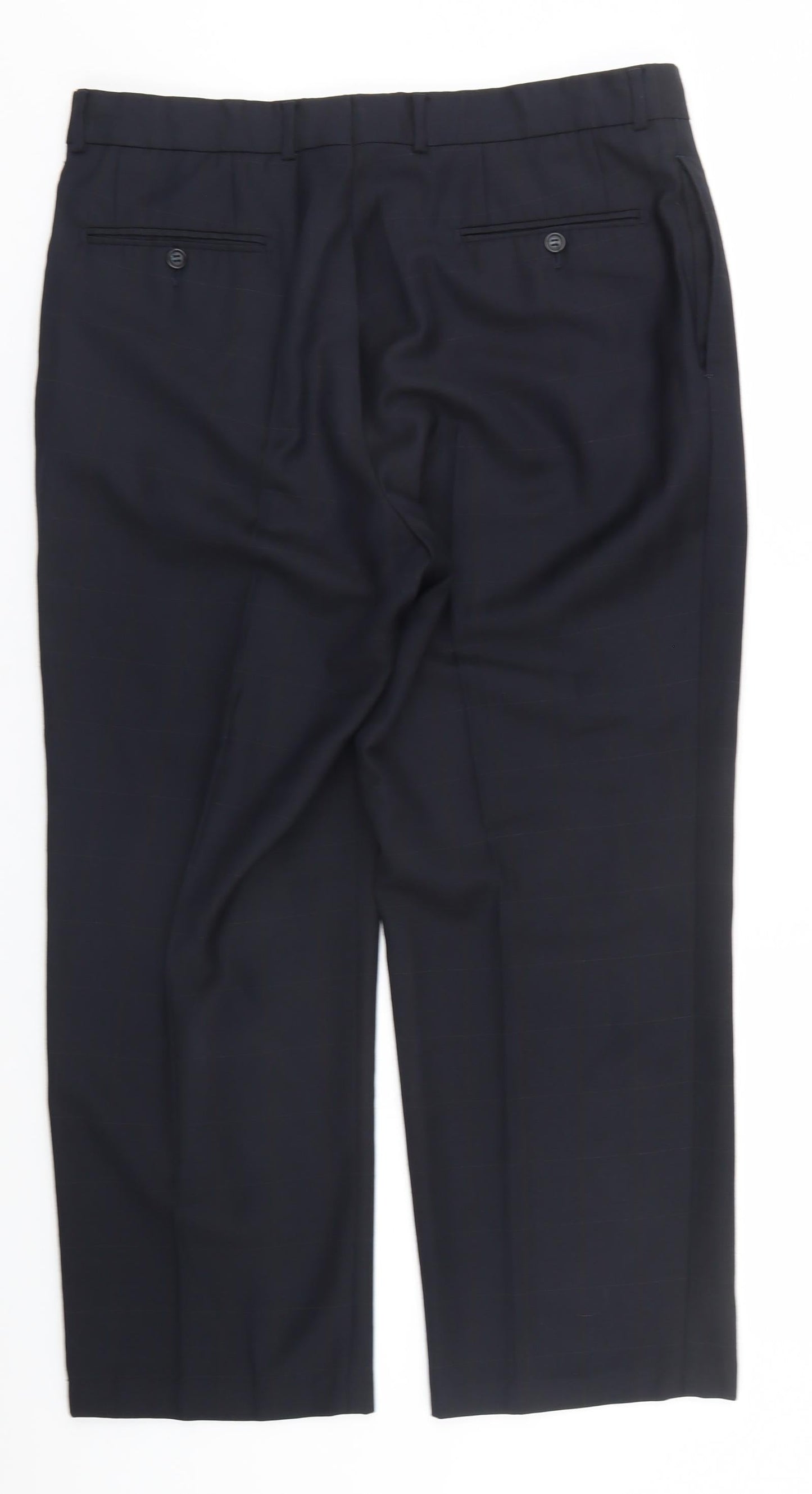 Armando Mens Blue Plaid Acetate Trousers   L26 in Regular