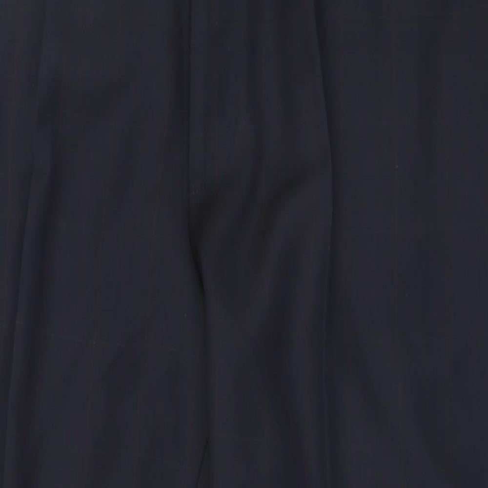 Armando Mens Blue Plaid Acetate Trousers   L26 in Regular