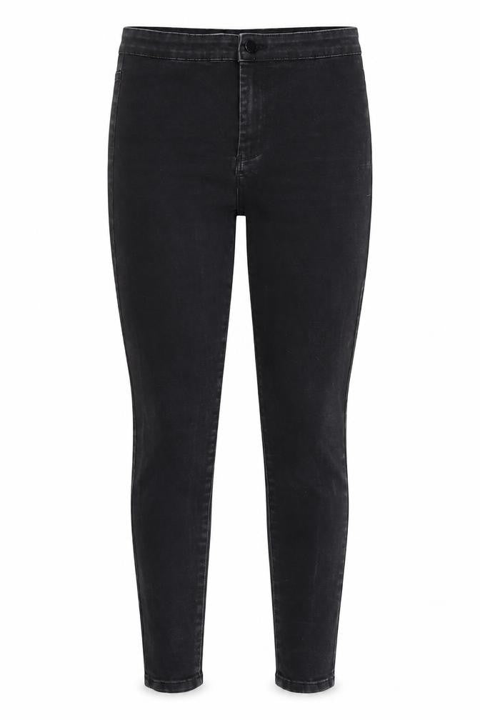 Front view of Denim & Co. women’s black cotton skinny jeans, size UK 10, 30-inch leg regular