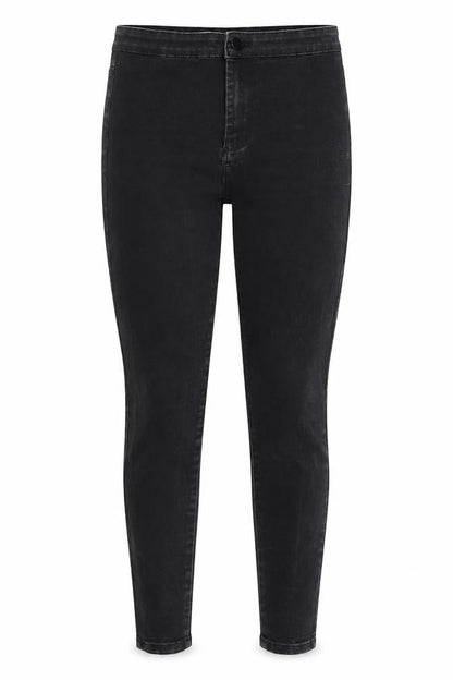 Front view of Denim & Co. women’s black cotton skinny jeans, size UK 10, 30-inch leg regular