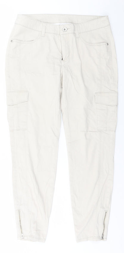 Yessica Womens Beige  Cotton Trousers  Size 10 L26 in Regular