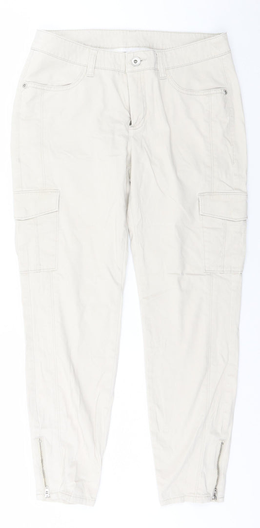 Yessica Womens Beige  Cotton Trousers  Size 10 L26 in Regular