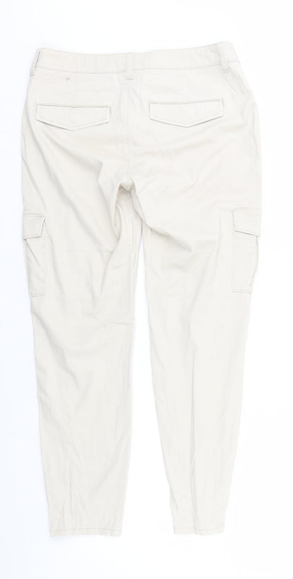 Yessica Womens Beige  Cotton Trousers  Size 10 L26 in Regular