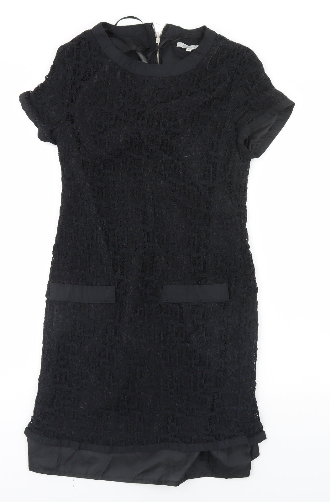 Peacocks Womens Black  Cotton Pencil Dress  Size 10 Round Neck