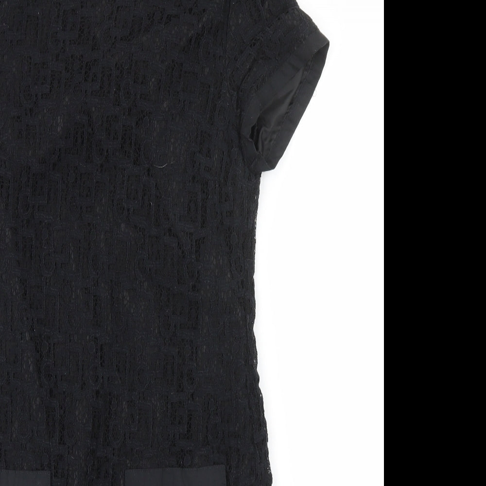 Peacocks Womens Black  Cotton Pencil Dress  Size 10 Round Neck