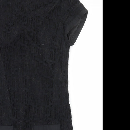 Peacocks Womens Black  Cotton Pencil Dress  Size 10 Round Neck