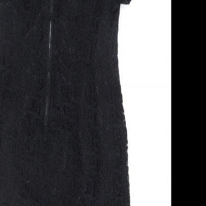 Peacocks Womens Black  Cotton Pencil Dress  Size 10 Round Neck