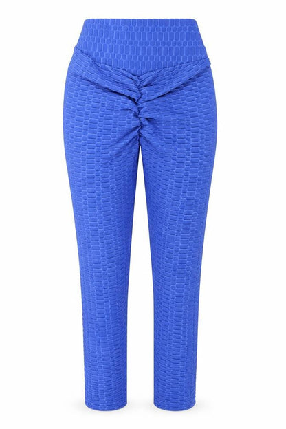 Front view of Preworn women’s blue cotton trousers, size M, 23-inch leg regular