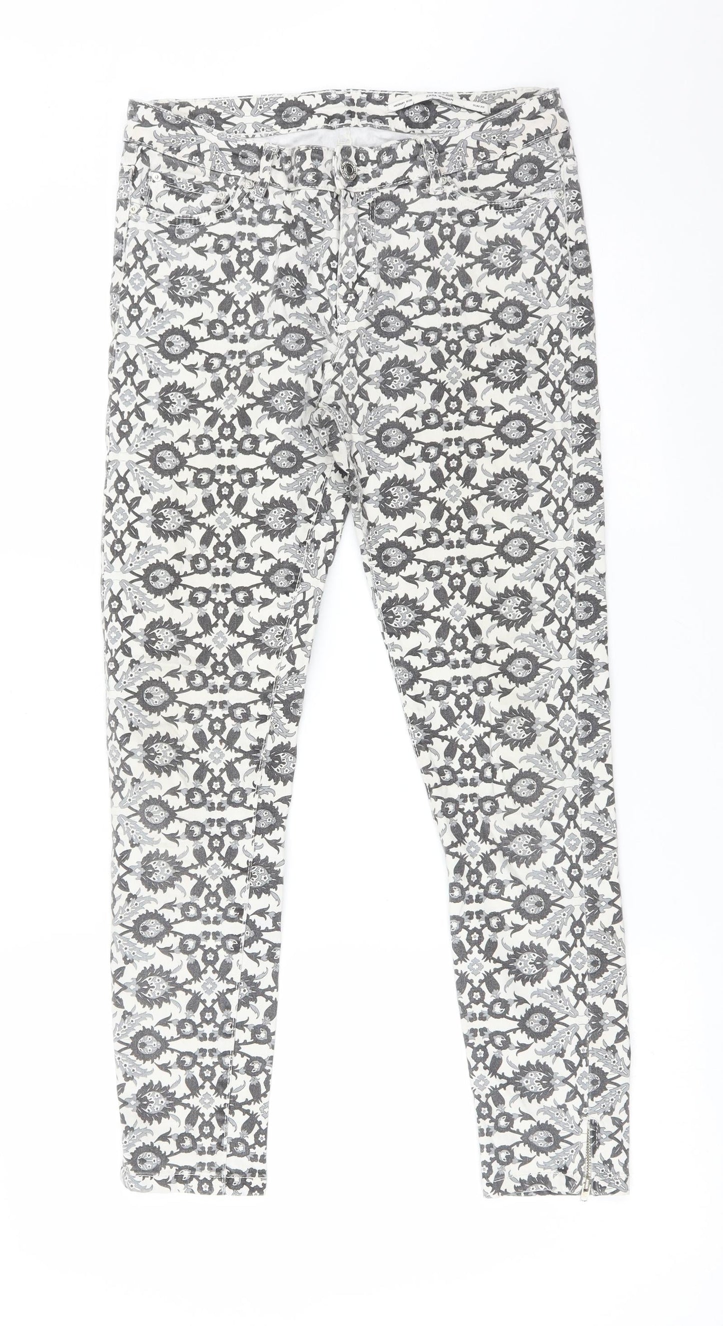 Zara Womens Multicoloured Floral  Skinny Jeans Size 30 L26 in Regular