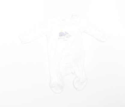 M&S Baby White Polka Dot Cotton Babygrow One-Piece Size Newborn   - BORN IN 2022