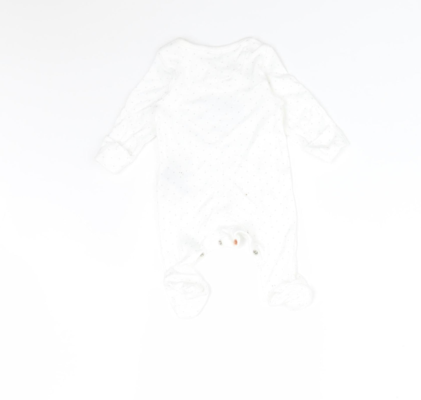 M&S Baby White Polka Dot Cotton Babygrow One-Piece Size Newborn   - BORN IN 2022