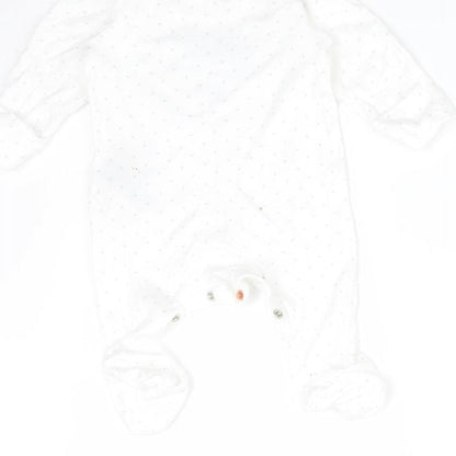 M&S Baby White Polka Dot Cotton Babygrow One-Piece Size Newborn   - BORN IN 2022