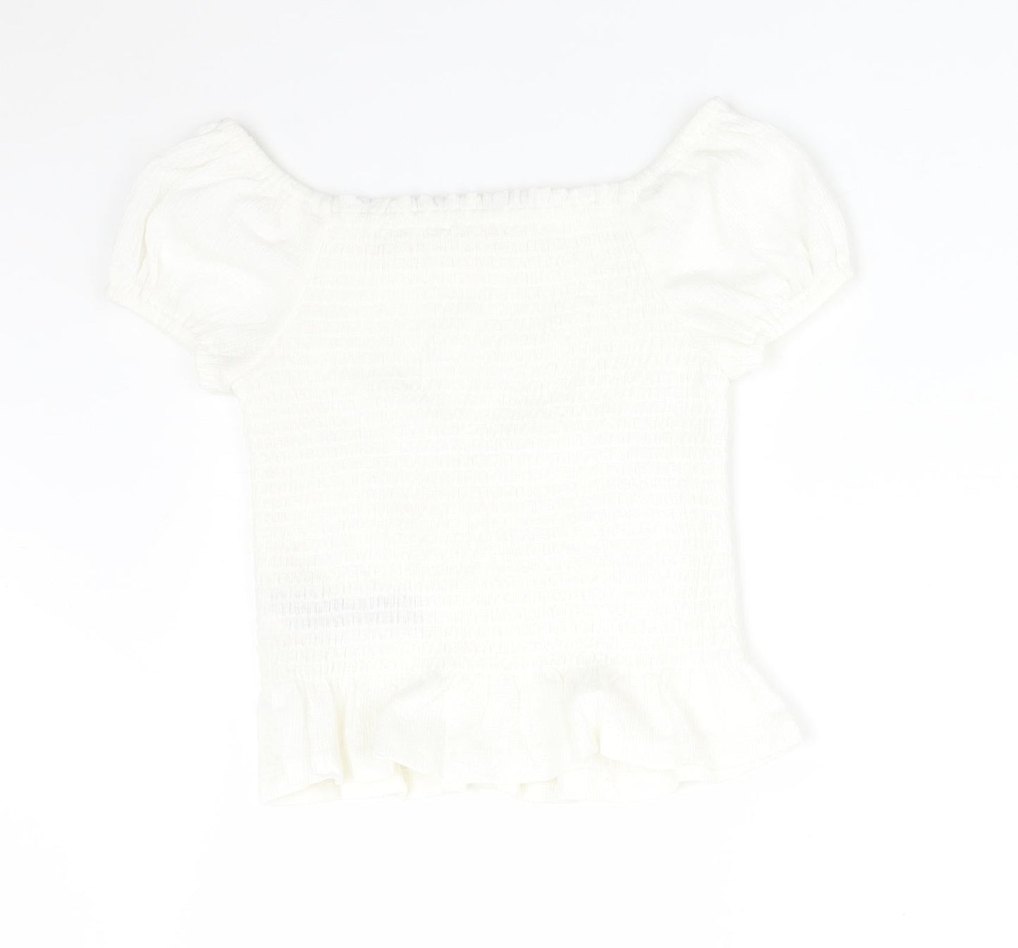 M&S Girls White  Polyester Basic T-Shirt Size 6-7 Years Off the Shoulder