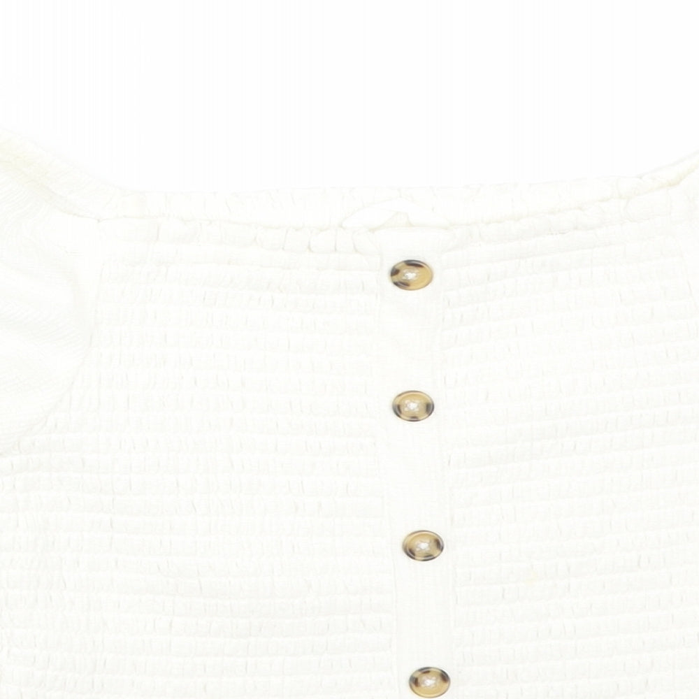 M&S Girls White  Polyester Basic T-Shirt Size 6-7 Years Off the Shoulder