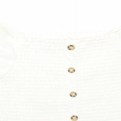 M&S Girls White  Polyester Basic T-Shirt Size 6-7 Years Off the Shoulder