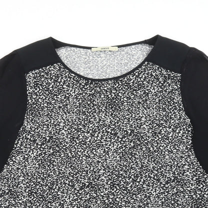 Oasis Womens Multicoloured Geometric Viscose Basic T-Shirt Size L Round Neck