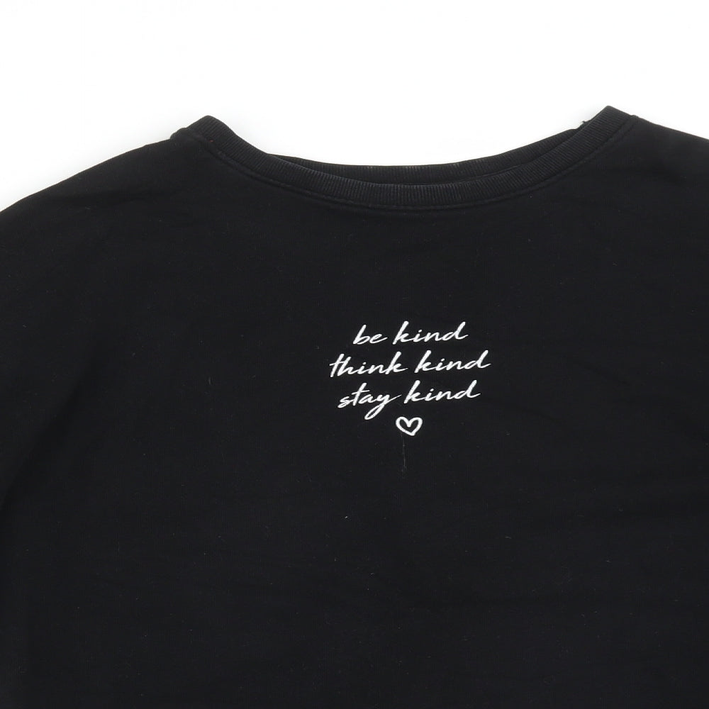 New Look Womens Black  Cotton Pullover Sweatshirt Size 8   - BE KIND THINK KIND STAY KIND