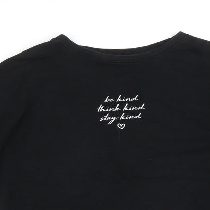 New Look Womens Black  Cotton Pullover Sweatshirt Size 8   - BE KIND THINK KIND STAY KIND
