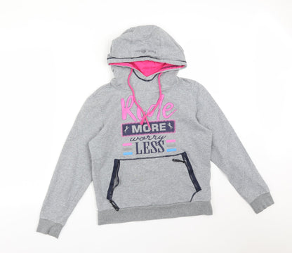FAIR PLAY Womens Grey  Cotton Pullover Hoodie Size S   - RIDE MORE WORRY LESS