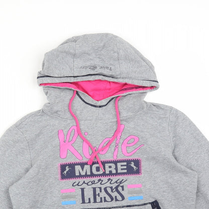 FAIR PLAY Womens Grey  Cotton Pullover Hoodie Size S   - RIDE MORE WORRY LESS