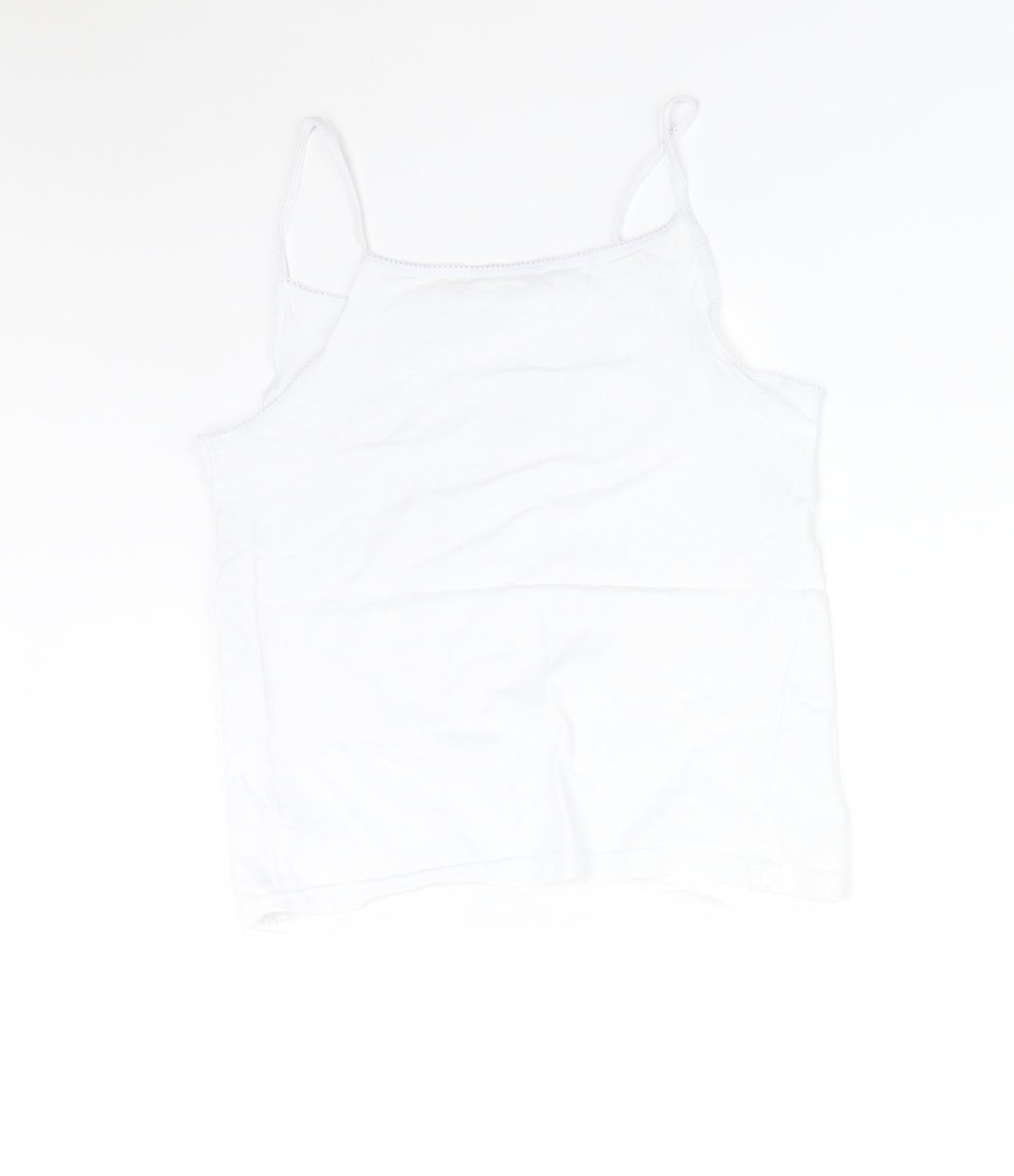 Primark Girls White  Cotton Camisole T-Shirt Size 10-11 Years
