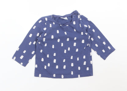 NEXT Baby Blue Polka Dot Cotton Basic T-Shirt Size 6-9 Months Round Neck