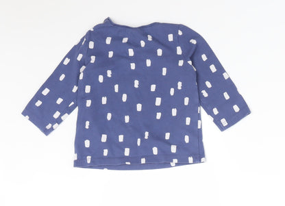 NEXT Baby Blue Polka Dot Cotton Basic T-Shirt Size 6-9 Months Round Neck