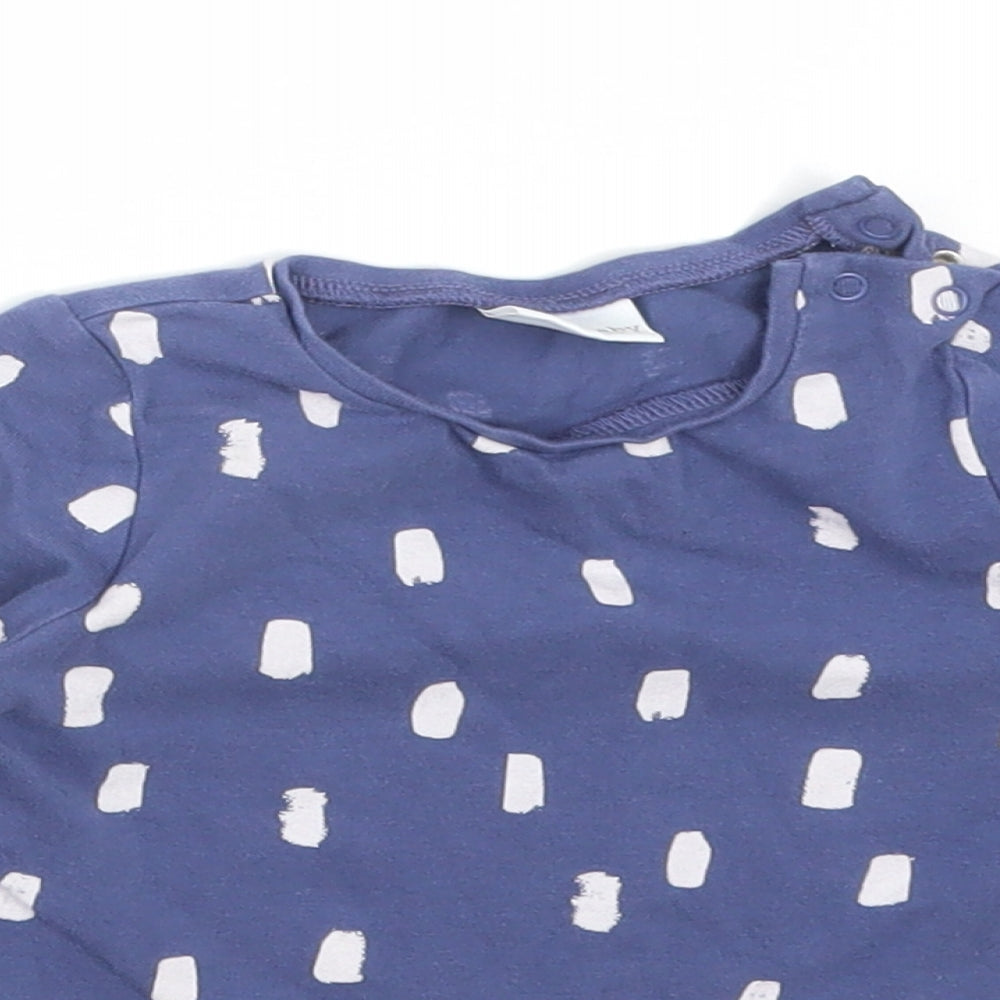 NEXT Baby Blue Polka Dot Cotton Basic T-Shirt Size 6-9 Months Round Neck